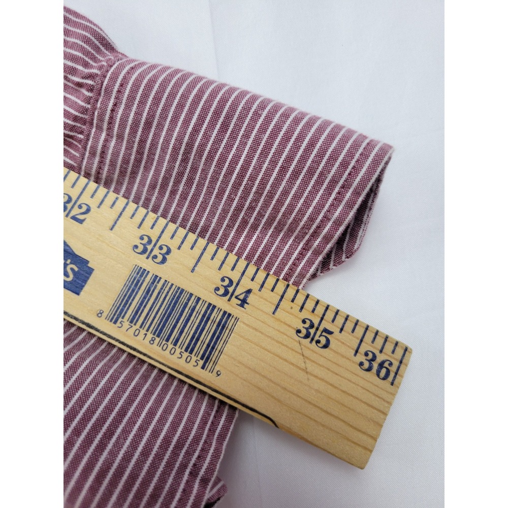 Merona Mens Shirt Medium Red Striped Button Down Long Sleeve Casual - Picture 10 of 10